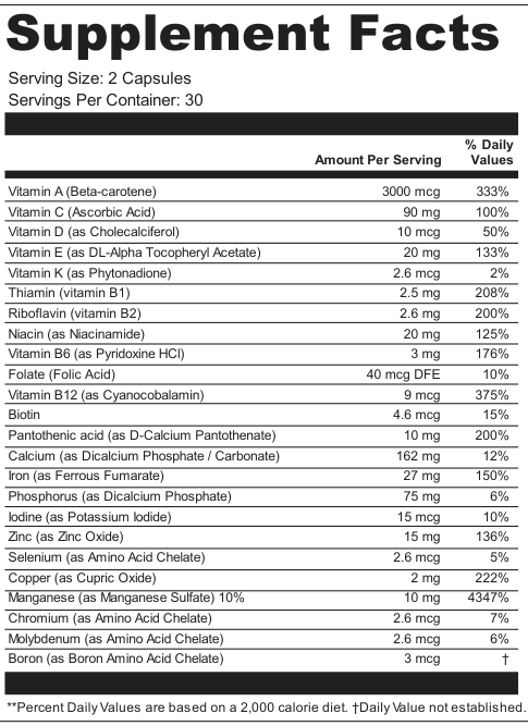 Supplement Facts for Arc Solstice
