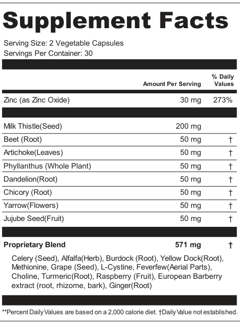 Supplement Facts for Vital Tide